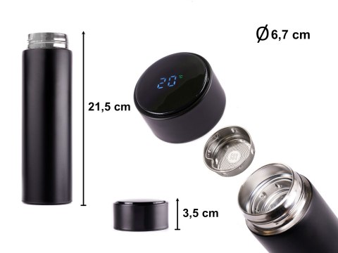 Kubek termiczny termos smart LED 500ml czarny