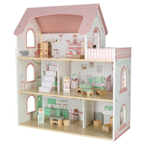 Domek dla lalek drewniany LULILO Peonio 70cm LED róż