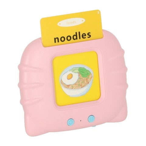 Zabawka edukacyjna czytnik do fiszek kart edukacyjnych do nauki słówek z języka angielskiego 112 kart różowy