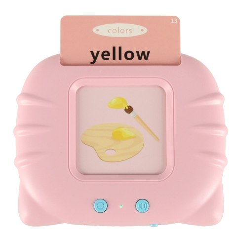 Zabawka edukacyjna czytnik do fiszek kart edukacyjnych do nauki słówek z języka angielskiego 112 kart różowy