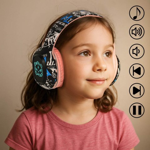 Słuchawki bezprzewodowe nauszne Bluetooth Gaming Sport różowe