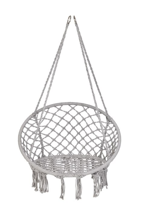 Huśtawka ogrodowa LUARO bocianie gniazdo z poduszką XXL szare 80cm 150kg