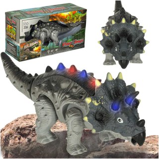 Dinozaur Triceratops zabawka interaktywna na baterie chodzi świeci ryczy